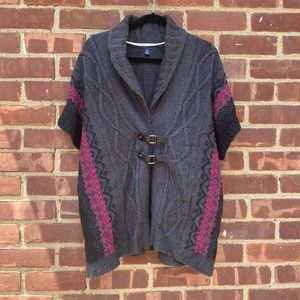 Tommy Hilfiger Gray Pink Black Cableknit Sleeveless Sweater Size XL